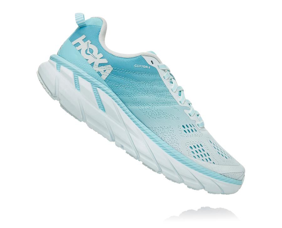 Tenis Corrida Hoka One One Feminino Azuis/Branco - Clifton 6 - 874-DXWBPK